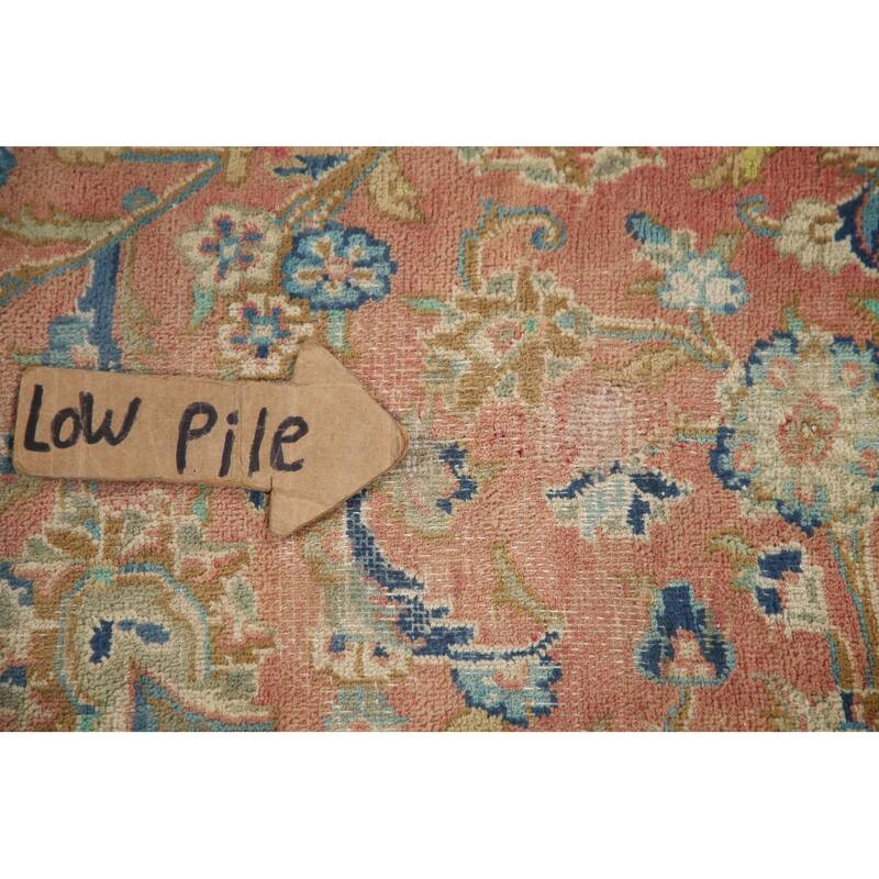 Hand Knotted Oriental 100% Wool Carpet Traditional Floral Pink Mashad Area Rug - 12' 9'' X 9' 4''