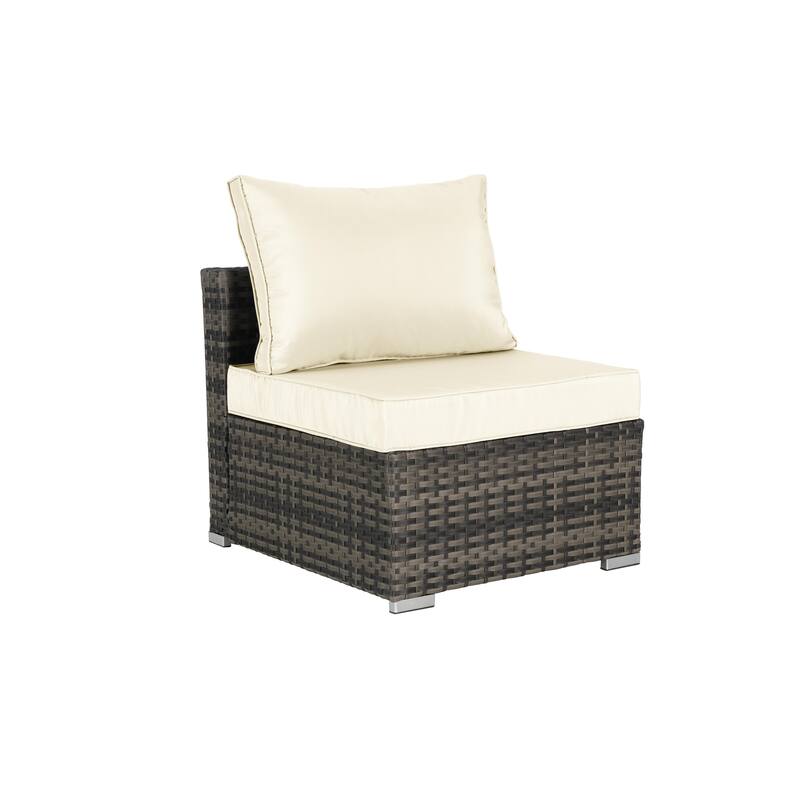 8-Pieces Outdoor Patio Sectional Sofa Set with Washable Cushions & Glass Coffee Table