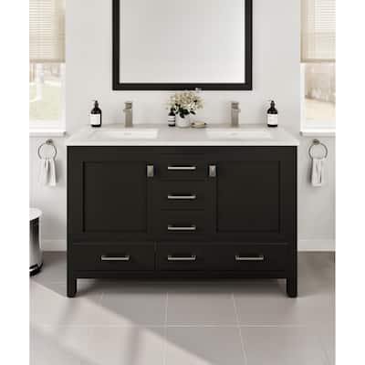 London 48"W Espresso DS Bath Vanity with Carrara Quartz Top
