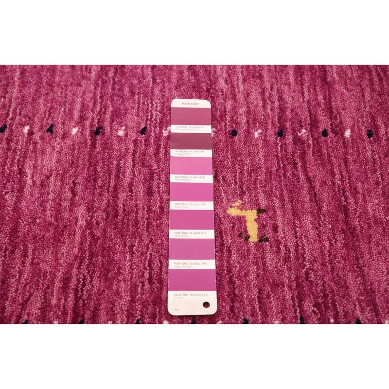 ECARPETGALLERY Hand Loomed Kashkuli Gabbeh Dark Magenta Wool Rug - 4'10 x 7'9