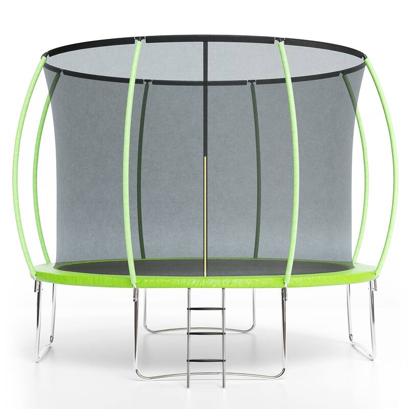 Trampolines for Kids Adults with Enclosure Ladder for Outdoor Jump - Green - 10FT