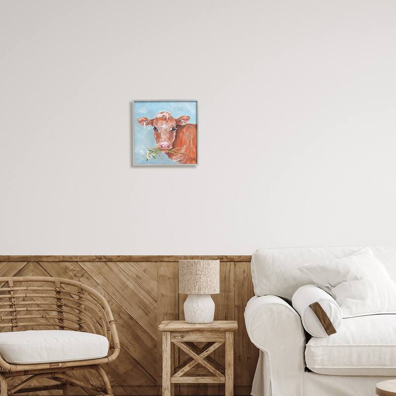 Stupell Cattle With Herb Sprigs Portrait Framed Giclee Art by Molly Susan Strong