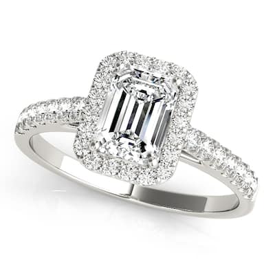 Auriya 14k White Gold Lab Grown Emerald Diamond Halo Engagement Ring 0.50 to 5.00 ct. tw. (F-G VS)