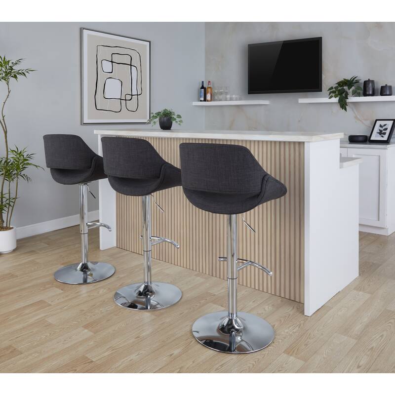 Silver Orchid Svellingen Adjustable Bar Stool with Rounded T Footrest - Set of 2