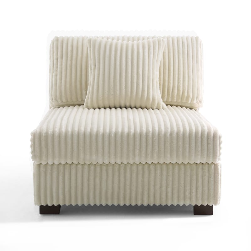 35.7" W Plush Corduroy Upholstered Armless Modular Sofa Chair