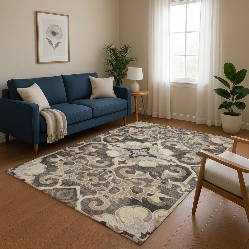 Premium Washable Super Soft Raj Traditional Mayfield Rug - Chocolate - 5' x 7'6"
