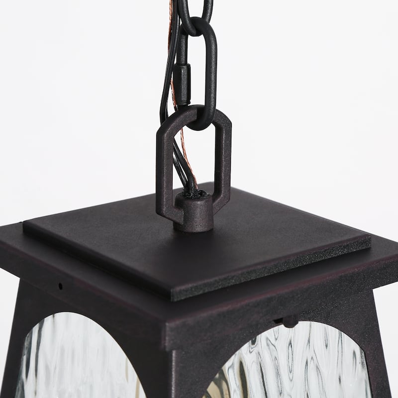 Modern Farmhouse Outdoor Pendant Rippled Glass Lantern Pendant Light