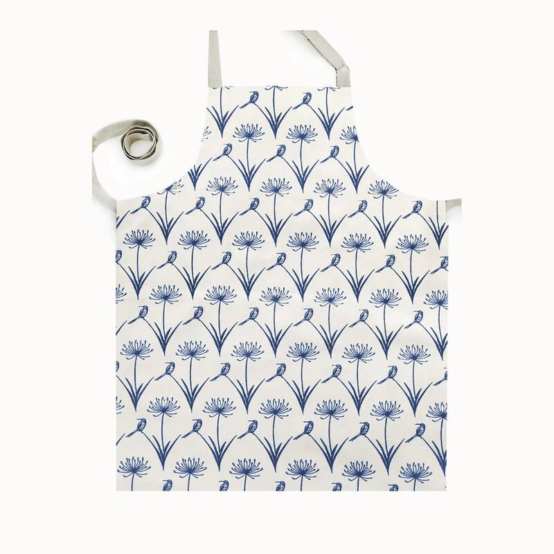 French Home Botanical Sugarbird Apron- Sky