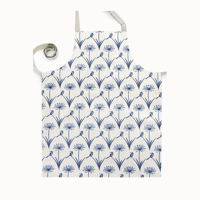 French Home Botanical Sugarbird Apron- Sky