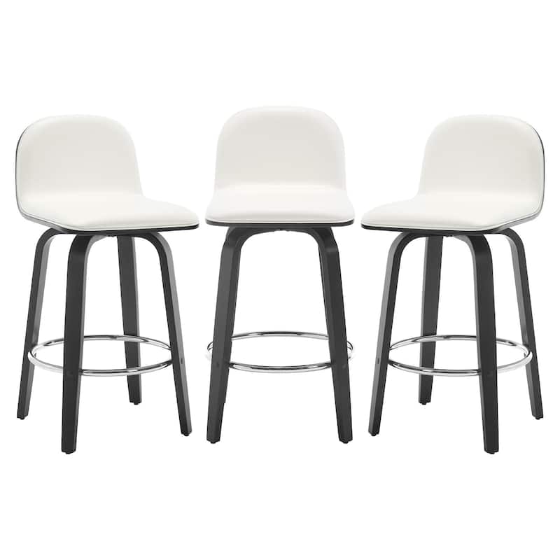 Faux Leather Upholstered Swivel Counter/ Bar Stools with Wood Frame