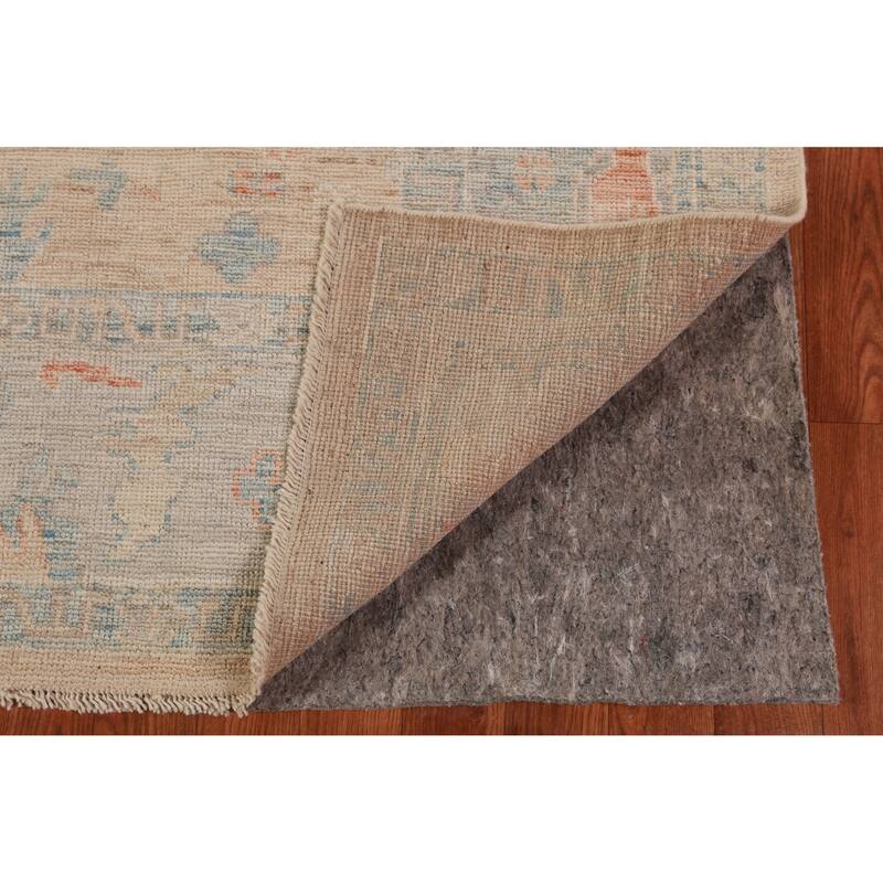 Hand Knotted Oriental 100% Wool Carpet Transitional All-Over Peach Oushak Area Rug - 9' 0'' X 6' 3''