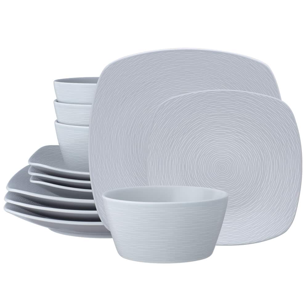 Noritake Colorscapes Swirl 12-Piece Square Dinnerware Set, Service For 4