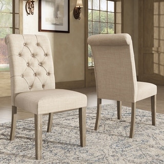 Benchwright Linen Tufted Dining Chair With Grey Finish Legs Set Of 2 By Inspire Q Artisan Overstock 31144755