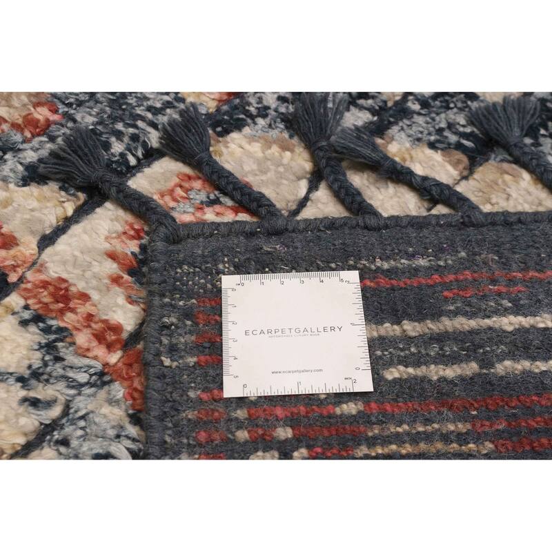 ECARPETGALLERY Hand-knotted Tangier Dark Grey, Khaki Wool Rug - 5'0 x 7'10
