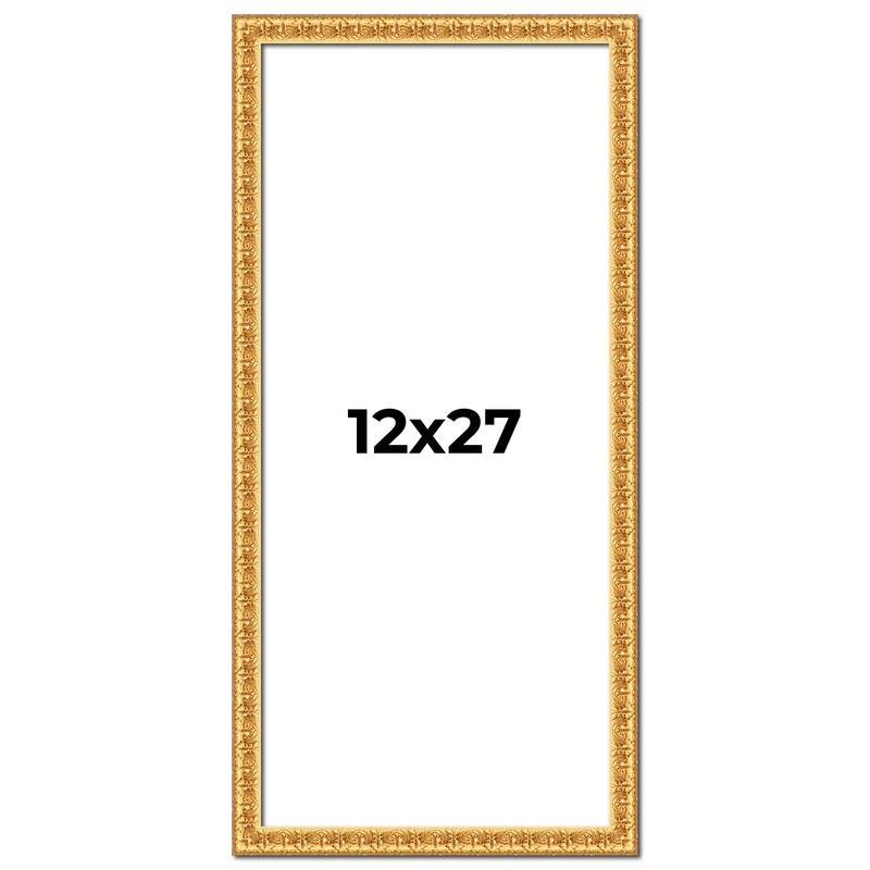 12x27 Frame Gold Real Wood Picture Frame Width 1 inches | Interior