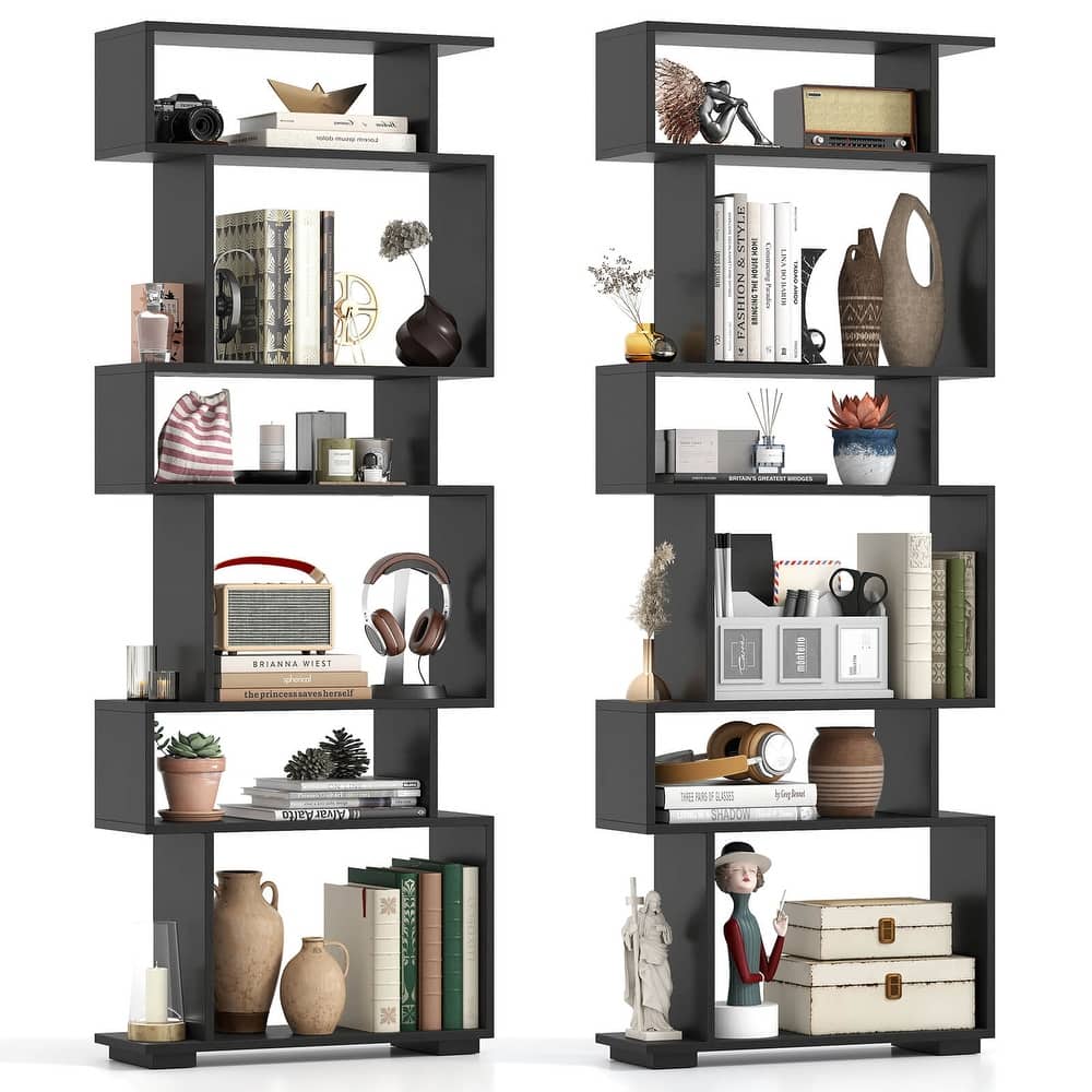 Costway 2 PCS Bookcase 6-Tier Bookshelf with Anti-Tipping Kit - See Details