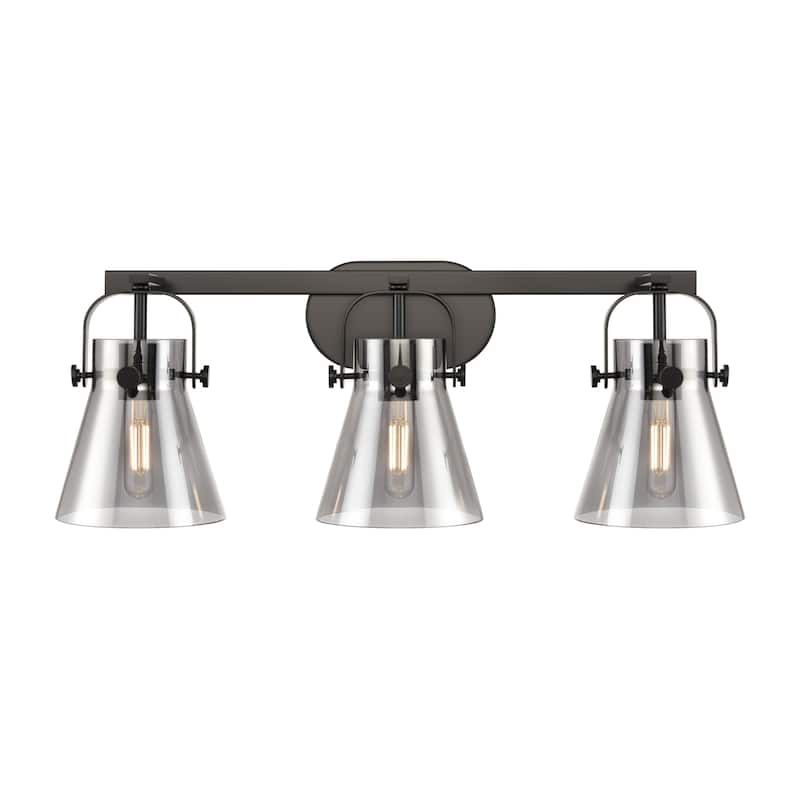 Innovations Lighting 423-3W-10-27 Pilaster II Cone Vanity Pilaster II - Matte Black / Plated Smoke