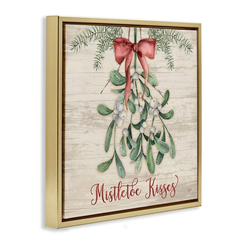 Stupell Rustic Mistletoe Kisses Framed Floater Canvas Wall Art Design By Mollie B.