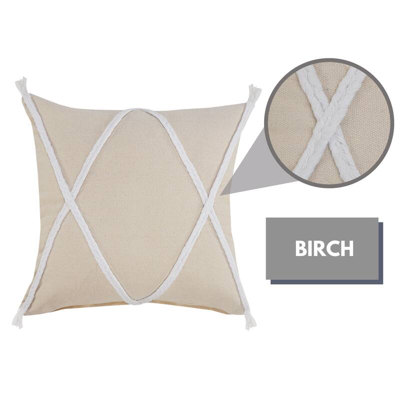Sevita Coastal Geometric Braided and Tasseled Throw Pillow