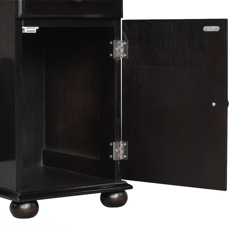 End Table Flip Top Side Table with USB Ports, One Multifunctional Drawer with cup holders, Sofa Couch Table with Bookshelf