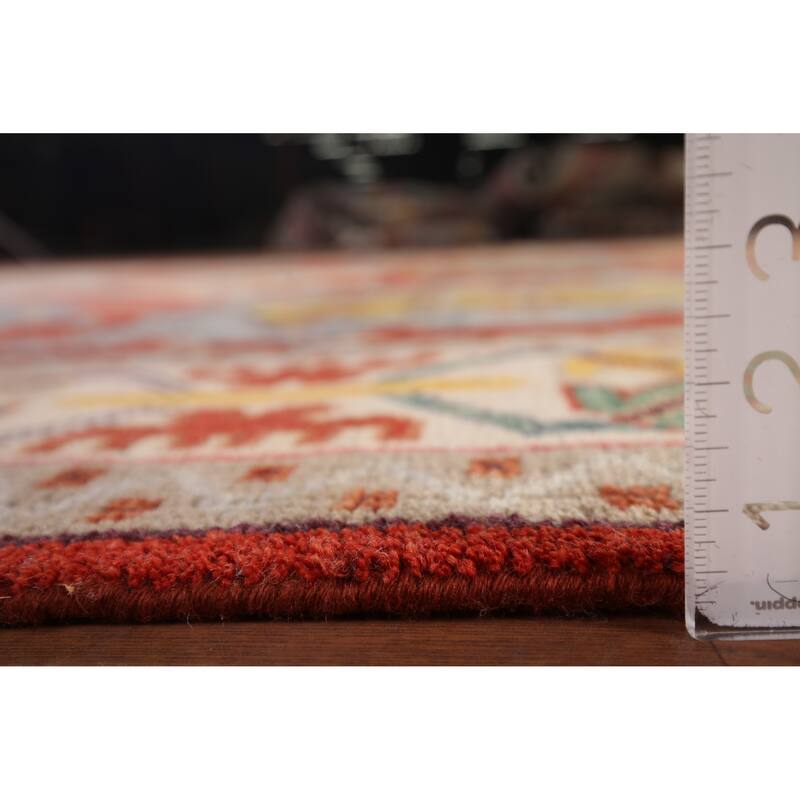 Heriz Serapi Indian Area Rug Handmade Geometric Wool Carpet - 8'10" x 11'9"