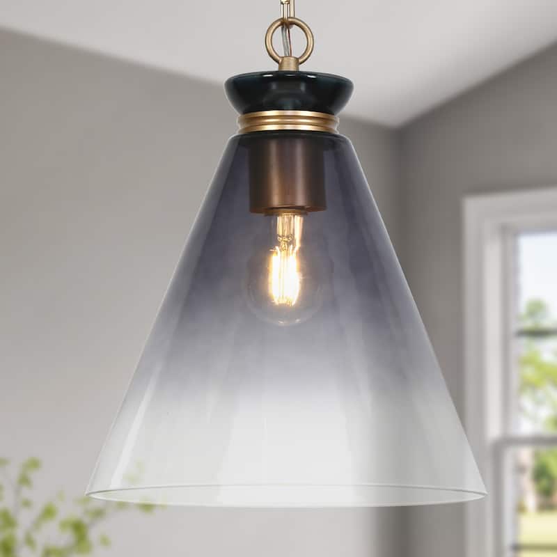 Modern Industrial 1-light Pendant Light Mercury Glass Stain Gold Kitchen Island Light for Dining Room - Grey Glass