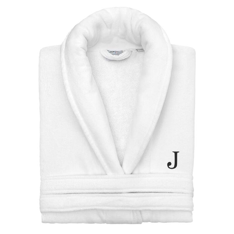 Authentic Hotel and Spa 100% Turkish Cotton Personalized Unisex Anovia Velour Bathrobe - Black Block Font - Large/XLarge - J
