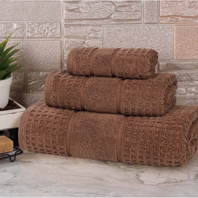 Superior Napa Zero Twist Cotton Waffle 3 Piece Bathroom Towel Set