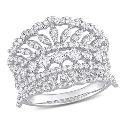 1 1/5ct TW Lab-Grown Diamond Crown Wide Ring in 14k White Gold