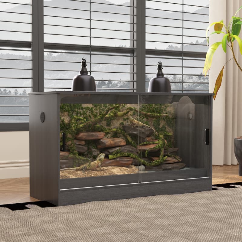 Glass Enclosure with Sliding Doors –Lizard, Gecko, 120 Gallon Wooden Reptile Terrarium Tank with Sliding Doors & Ventilation