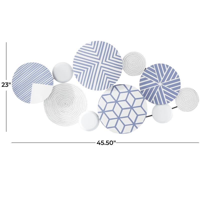 CosmoLiving by Cosmopolitan Metal Plate Wall Decor with Intricate Patterns - Blue or Black