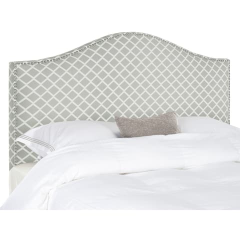 Safavieh Connie Grey/ White Camelback Upholstered Headboard - Silver Nailhead (King)
