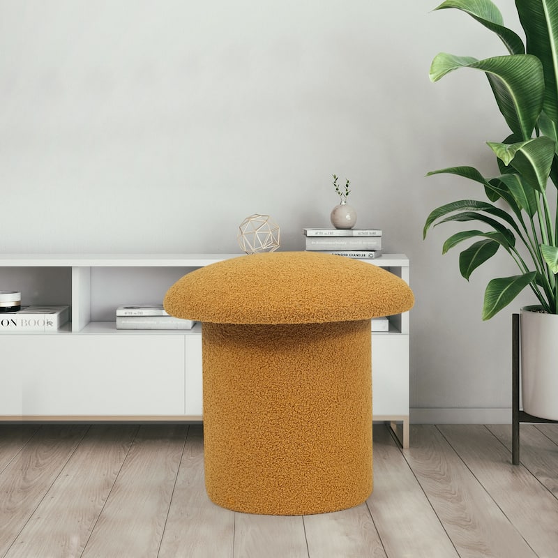 Adeco Mushroom Ottoman Teddy Velvet Foot Stool