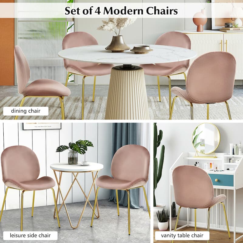 Gymax 4PCS Velvet Dining Chair Accent Leisure Chair Armless Side Chair - See Details