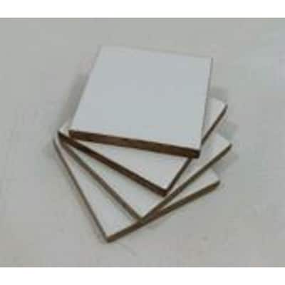 Square Wooden Coasters Set of 4 -ST -ST - WHITE/NATURAL