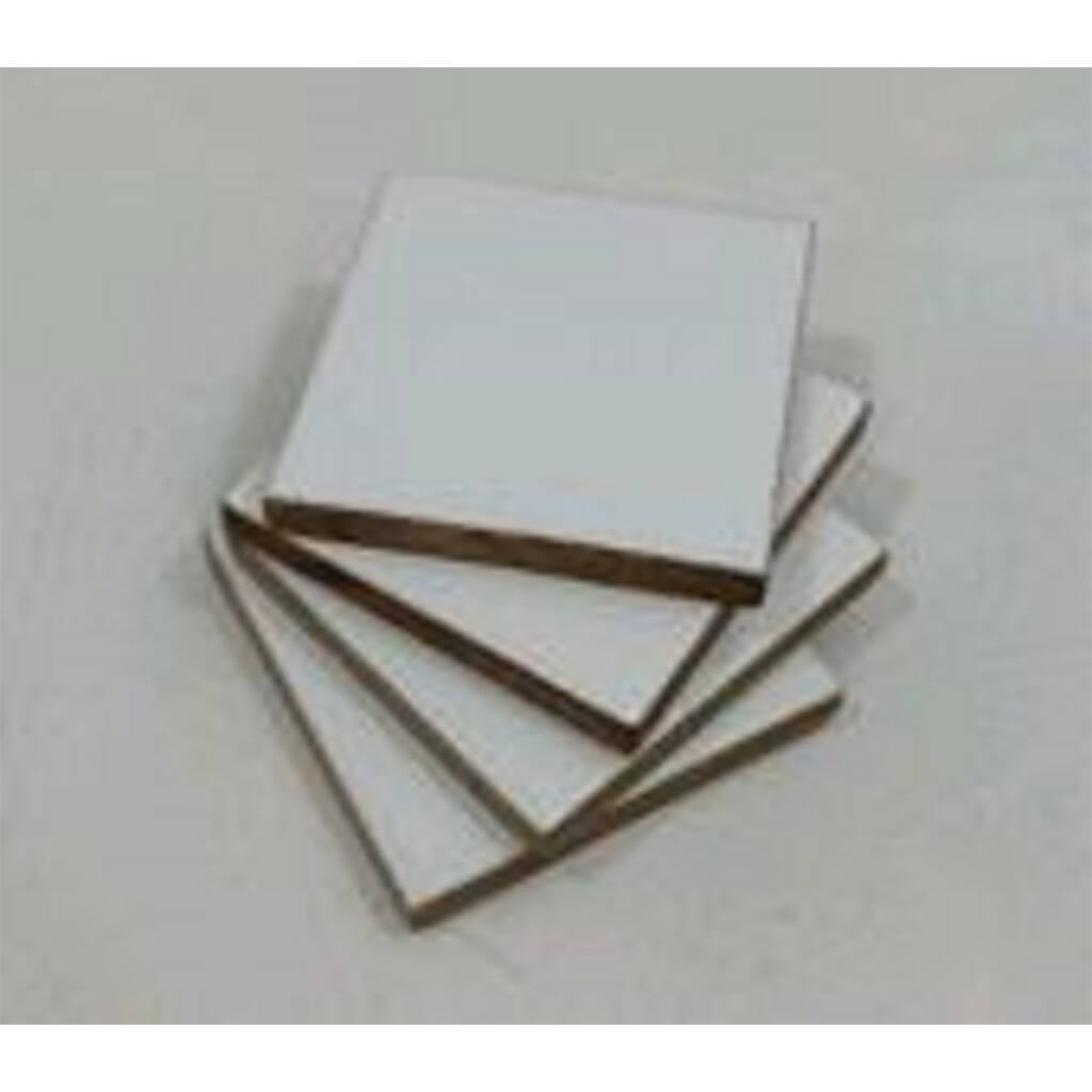 Square Wooden Coasters Set of 4 -ST -ST - WHITE/NATURAL