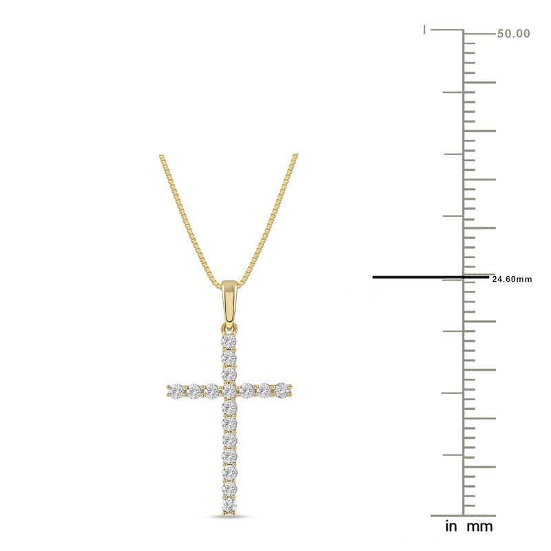 1/4ct TDW Lab-grown Diamond Cross Pendant Necklace in 14k Gold for Women