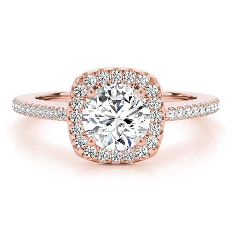Auriya 14k-Rose Gold Lab Grown Round Diamond Halo Engagement Ring 0.50 to 5.00 ct. tw. (F-G VS)