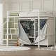 preview thumbnail 1 of 10, Full Size Metal Loft Bed with Wardrobe & Storage Shelves for Kids Full - White