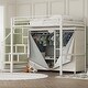 preview thumbnail 7 of 10, Twin/Full Size Metal Loft Bed Frame with Wardrobe(w/Curtain), Storage Staircase and Guradrails, Large Space Underneath - White