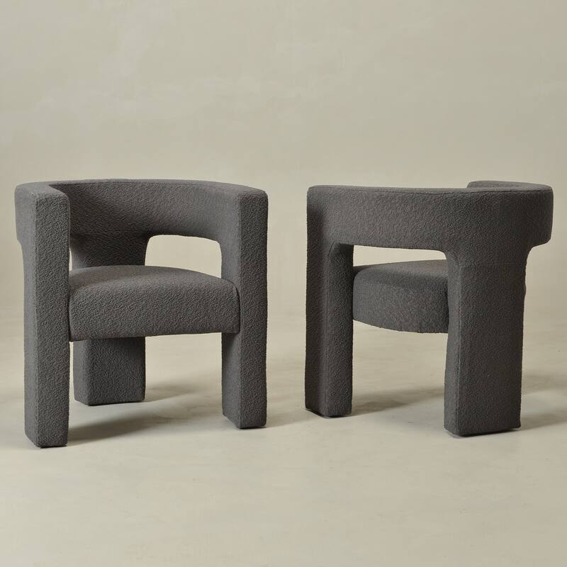 KINWELL 28" Wide Boucle Upholstered Square Armchair (Set of 2)
