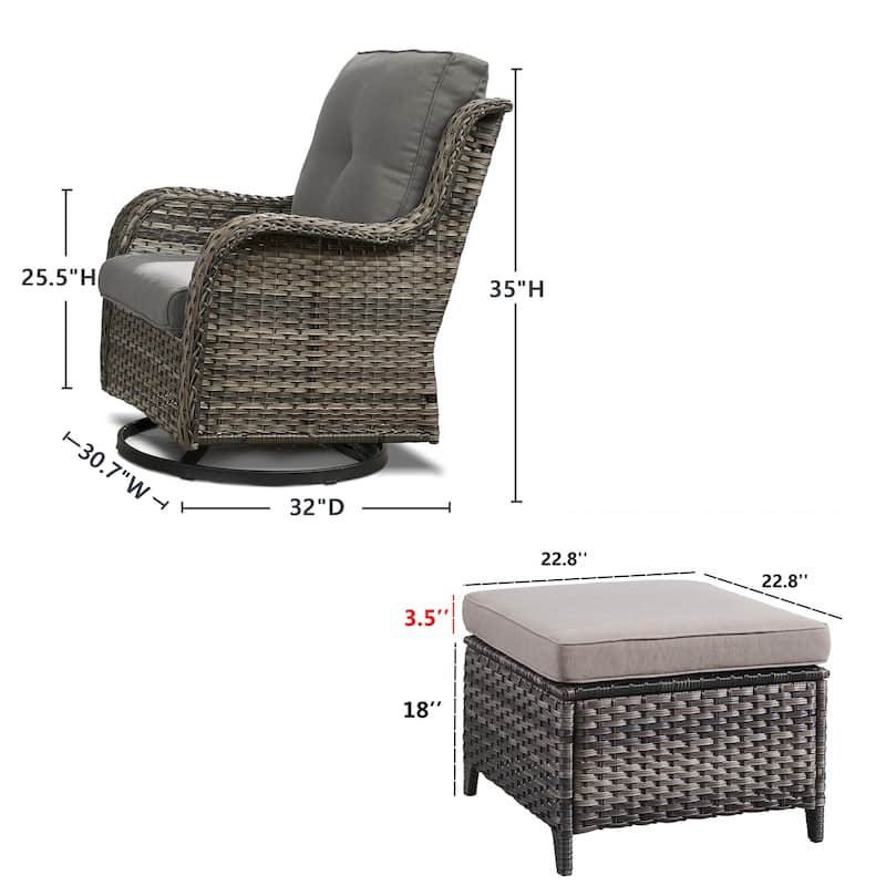 Gymojoy 7-Piece Outdoor Wicker Patio Furniture with 3 Seat Sofa, Rattan Coversation Set with Water Resistant Thick Cushions