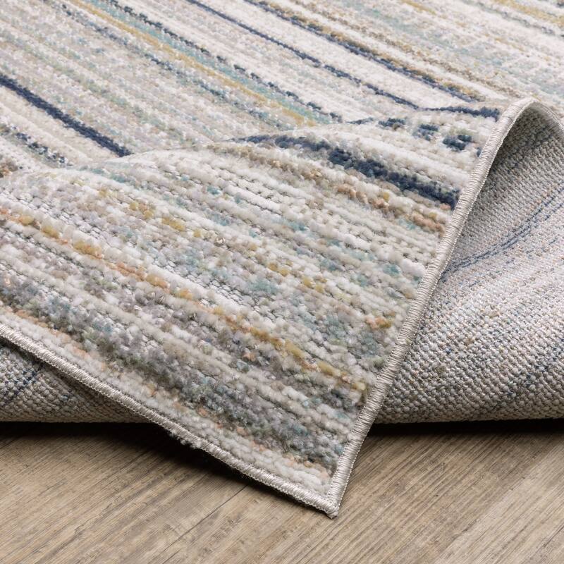 Calliope Textural Geometric Striped Beige/ Multi Area Rug