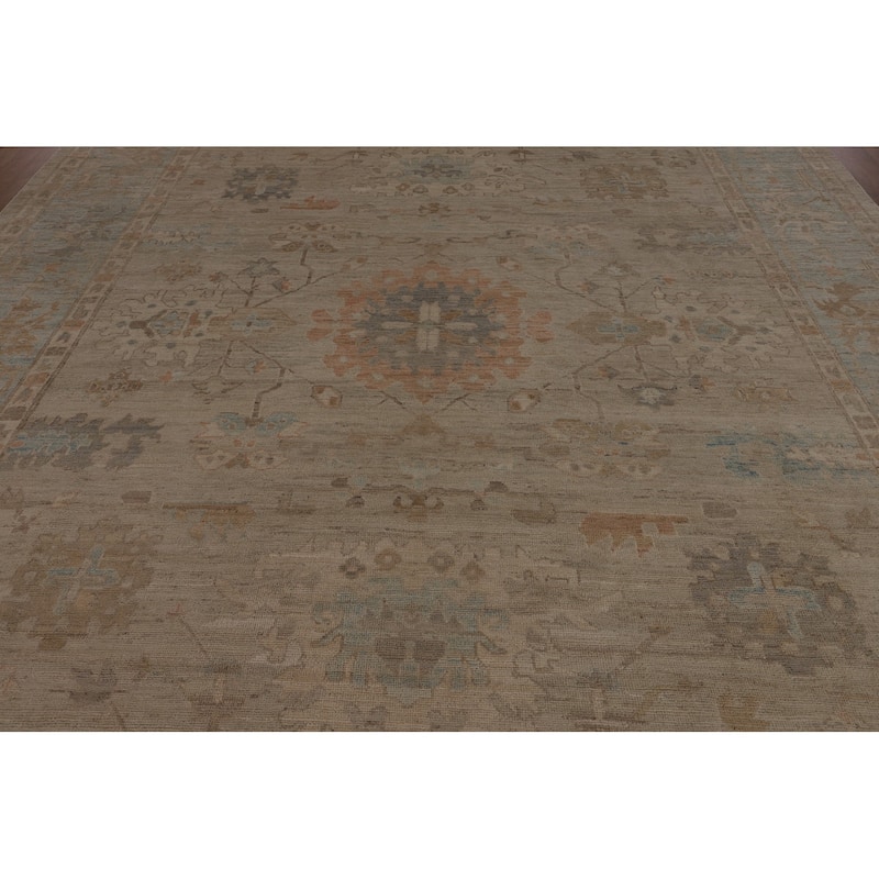 Oushak Turkish Large Rug Handmade Vegetable Dye Floral Wool Carpet - 10'3"x 13'9"