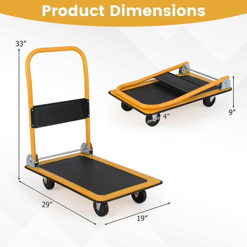 Costway 330lbs Platform Cart Dolly Foldable Moving Warehouse Push Hand - See Details