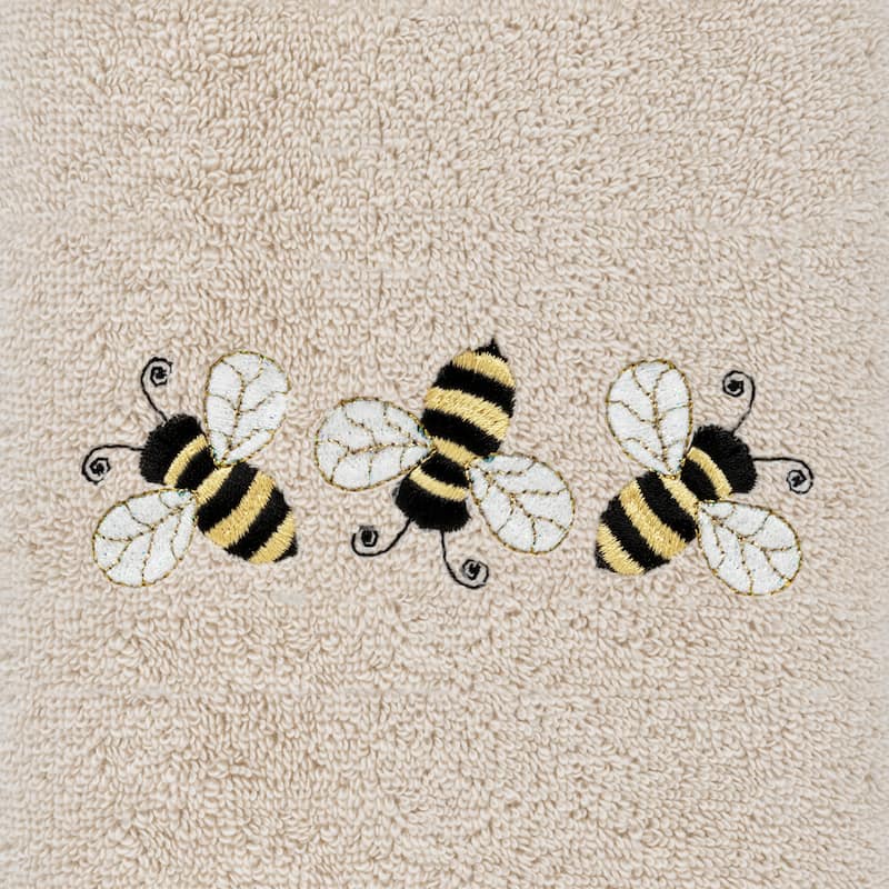 Authentic Hotel and Spa Bee Dance - Embroidered Luxury 100% Turkish Cotton Hand Towel (Set of 2)