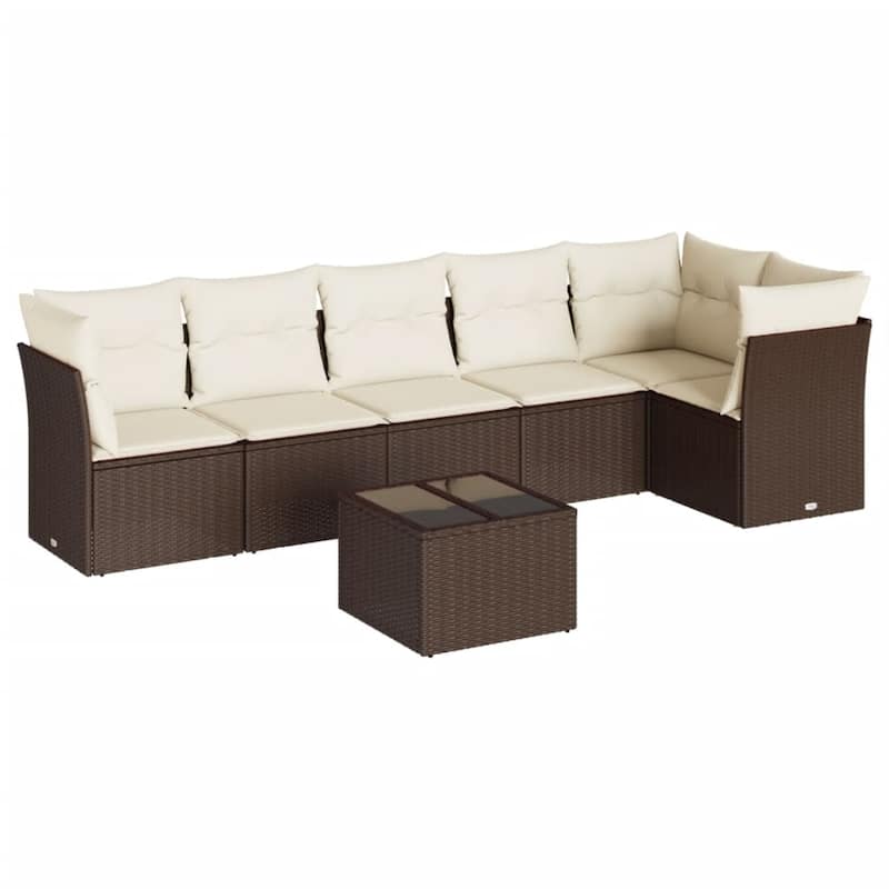 vidaXL Garden Sofa Set Brown PE rattan, powder-coated steel, tempered glass - 113.8 x 48.8 x 27.2
