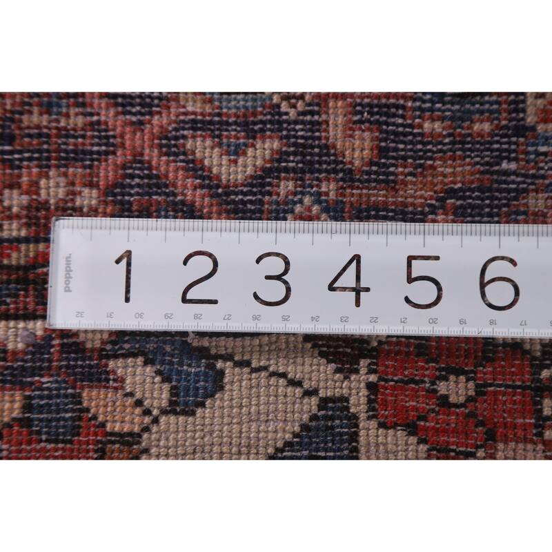 Hand Knotted Oriental 100% Wool Carpet Traditional All-Over Navy Blue & Blues Mahal Runner Rug - 10' 3'' X 3' 7''