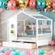 preview thumbnail 1 of 15, Full Size House Bed with 2 Drawers, Kids Bed with Storage Shelf White