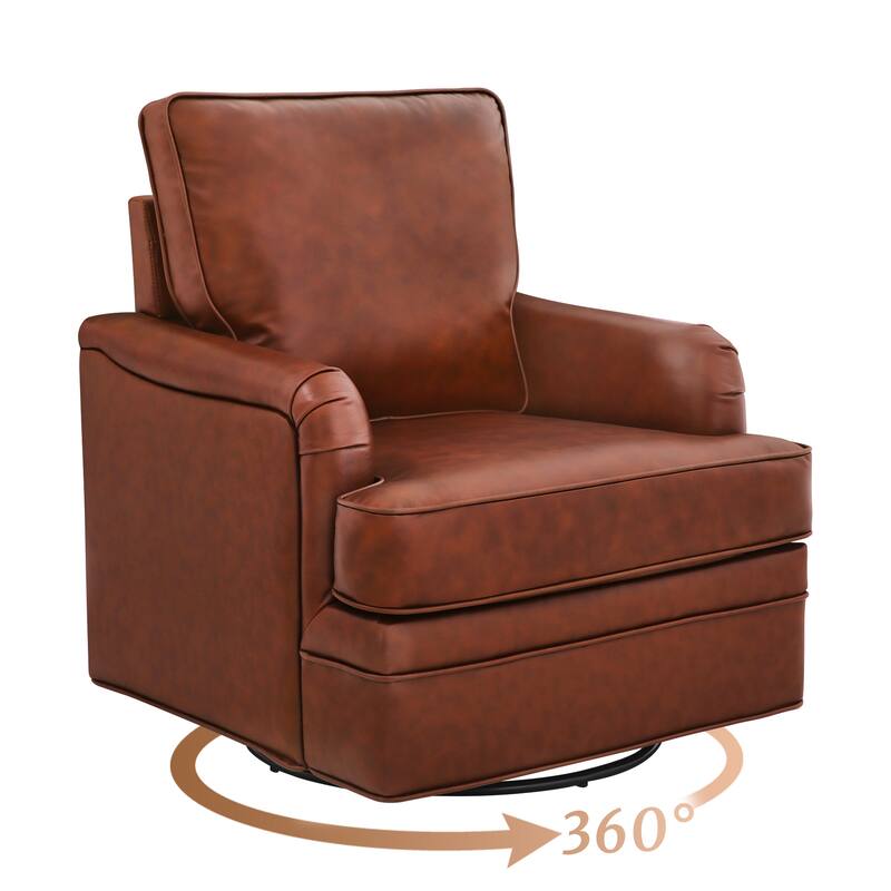 LUE BONA Modern Swivel Accent Chair Leather Armchair for Living Room - 30" W x 32" D x 36" H